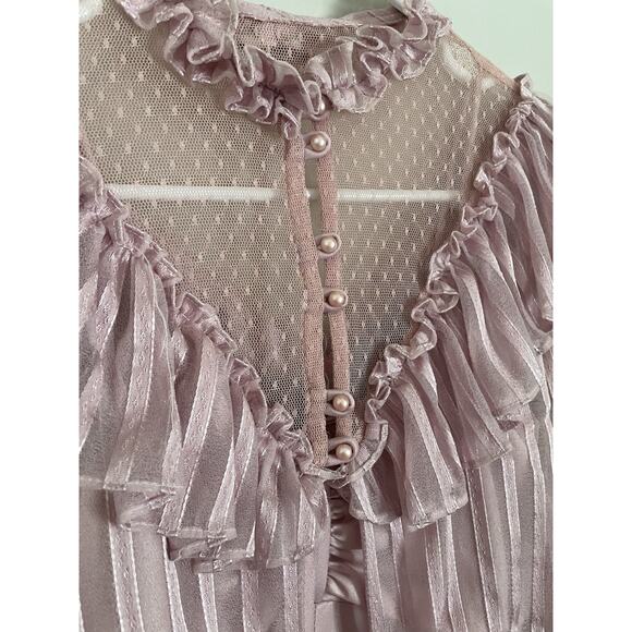 Vintage Boho Pink Lace Two Piece Dress Set Victorian Revival Prairie Style Sz 8 - Picture 4 of 16